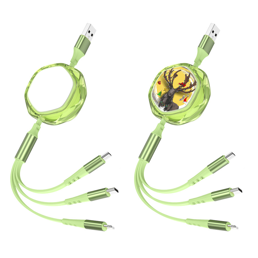 Wholesale Blank Crystal Sublimation 3in1 Data Cable Universal USB-C/Micro/Lightning Charging Cable Compatible with Smartphone