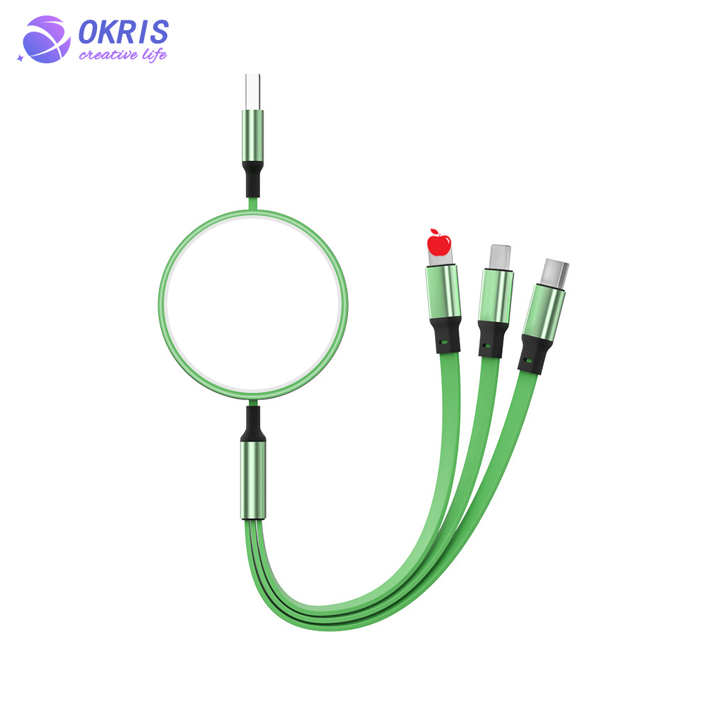 Wholesale Blank Sublimation Multiple Charging Cable Universal USB-C/Micro USB/Lightning Portable Data Cable with Easy Storage Design