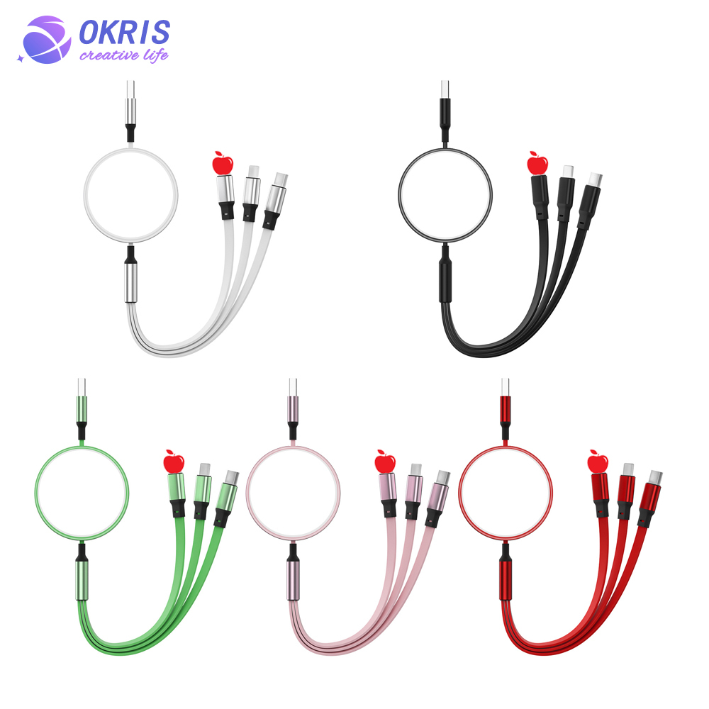 Wholesale Blank Sublimation Multiple Charging Cable Universal USB-C/Micro USB/Lightning Portable Data Cable with Easy Storage Design