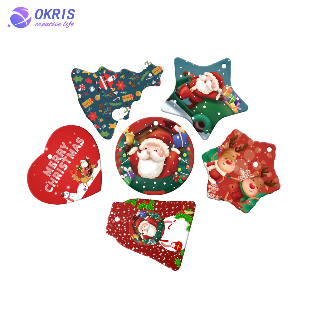 DIY Sublimation Christmas Polymer Ornament Double Sided Printing Xmas Pendant Personalized Holiday Decoration Sublimation Christmas Tree Ornament
