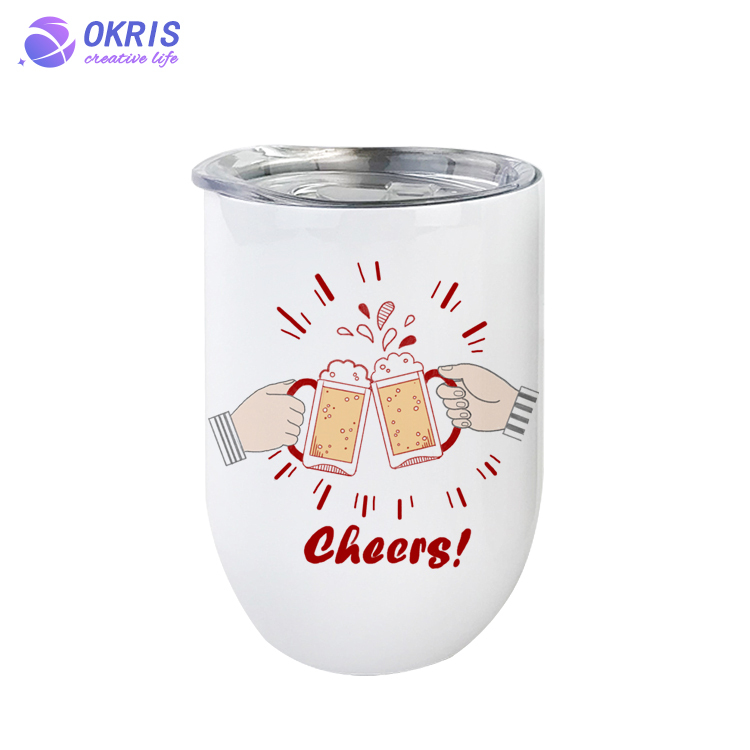 Custom 12oz Egg Mug Sublimation Bottle with Lid DIY Custom Photo Printing Coffee Cup Stainless Steel Sublimation Ready Travel Mug Personalized