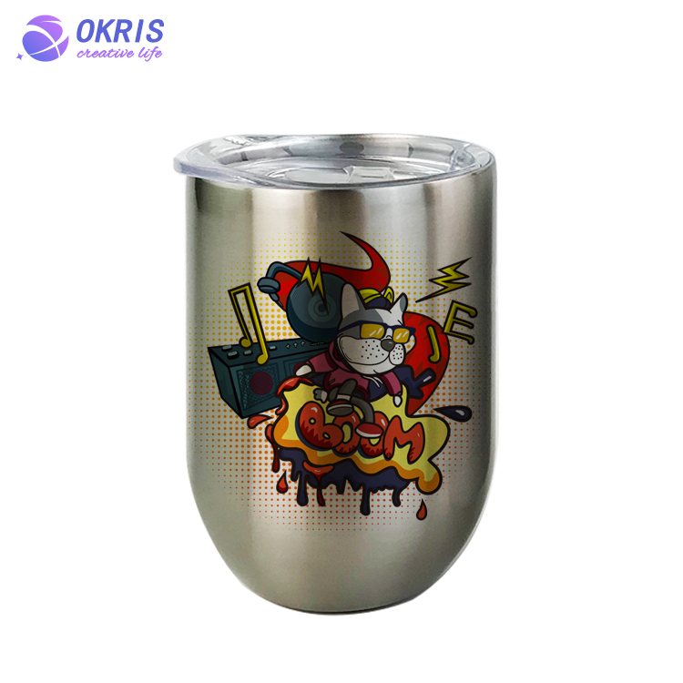 Custom 12oz Egg Mug Sublimation Bottle with Lid DIY Custom Photo Printing Coffee Cup Stainless Steel Sublimation Ready Travel Mug Personalized