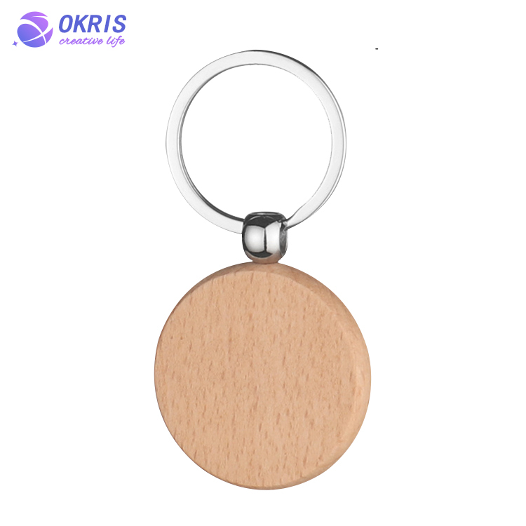 Beech Wood Key chain Laser Engraving Wood Key Keyring Personality Wooden Pendant Small Gift Key Holder