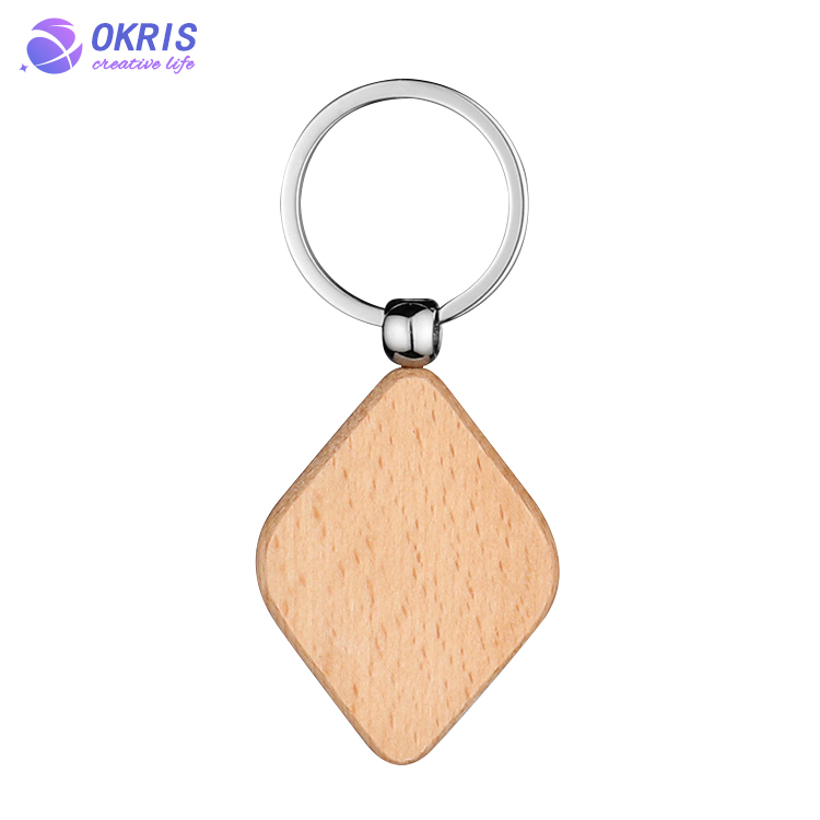 Beech Wood Key chain Laser Engraving Wood Key Keyring Personality Wooden Pendant Small Gift Key Holder