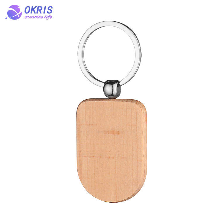 Beech Wood Key chain Laser Engraving Wood Key Keyring Personality Wooden Pendant Small Gift Key Holder