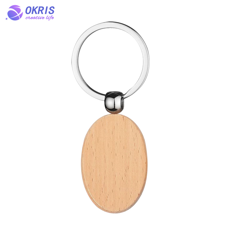Beech Wood Key chain Laser Engraving Wood Key Keyring Personality Wooden Pendant Small Gift Key Holder