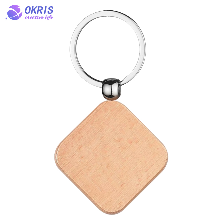 Beech Wood Key chain Laser Engraving Wood Key Keyring Personality Wooden Pendant Small Gift Key Holder