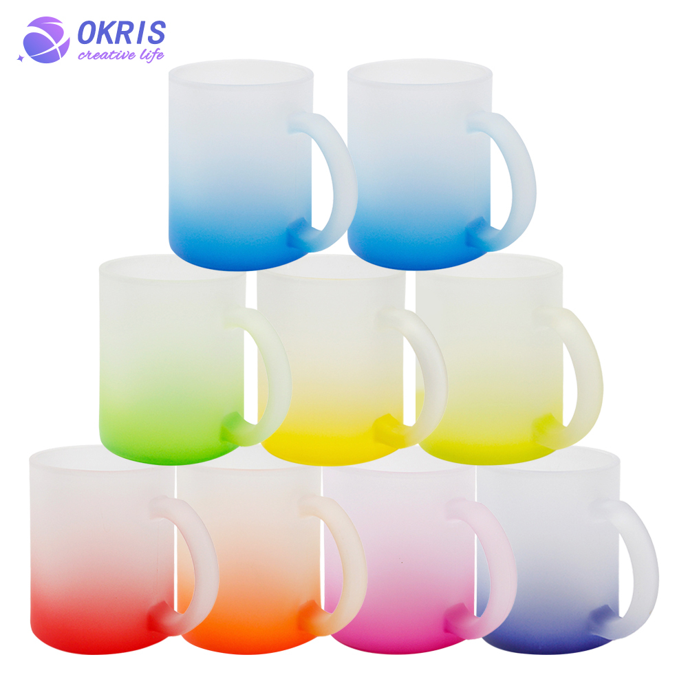 Sublimation Blank 11oz Color Glass Mug Frosted Glass Mug
