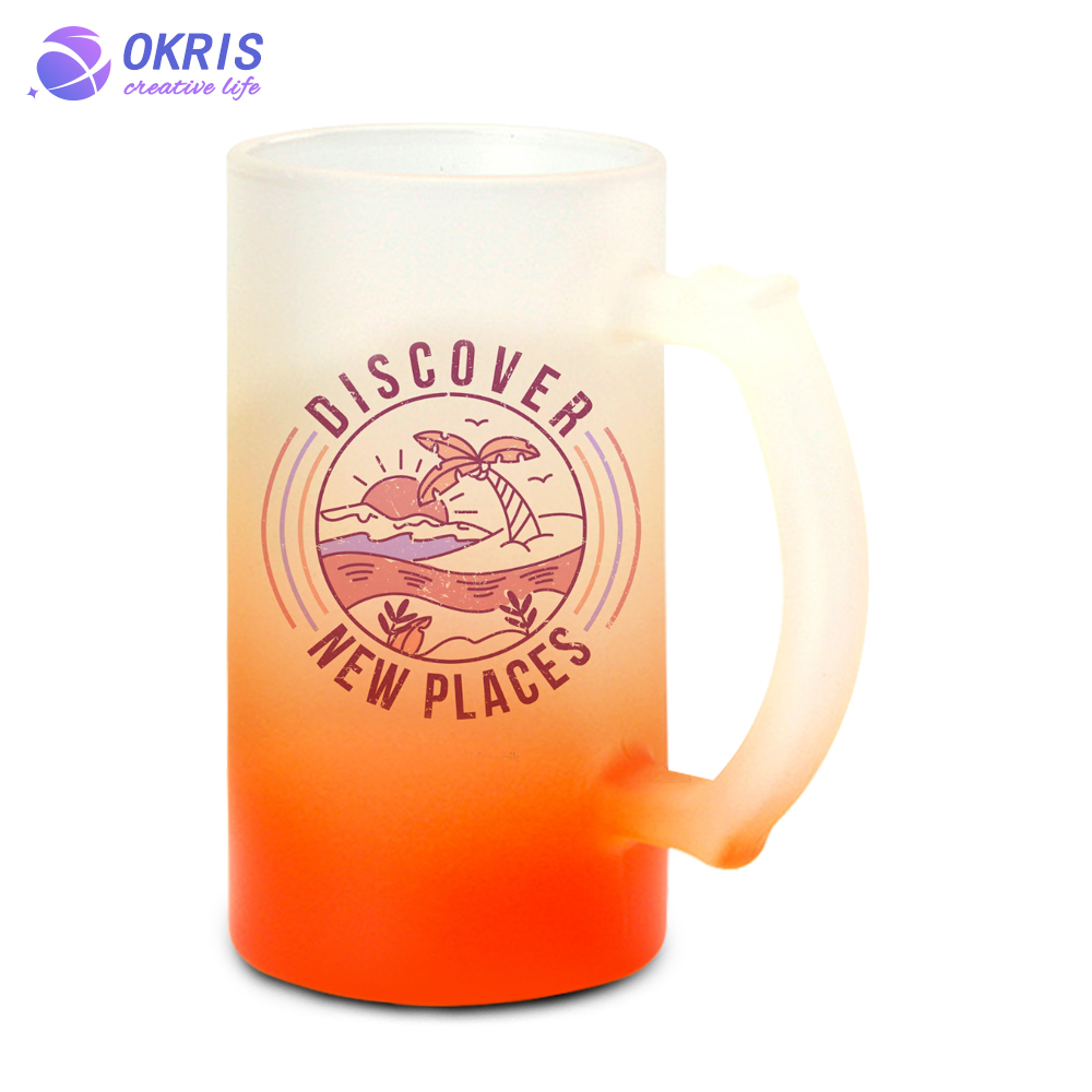 Personality Design Sublimation Blank 16oz Beer Frosted Clear Glass Beer Mug