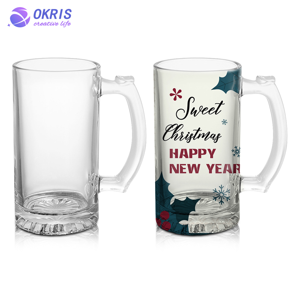 Personality Design Sublimation Blank 16oz Beer Frosted Clear Glass Beer Mug