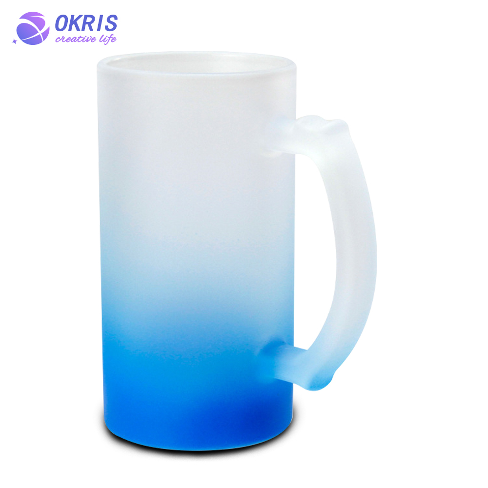 Personality Design Sublimation Blank 16oz Beer Frosted Clear Glass Beer Mug