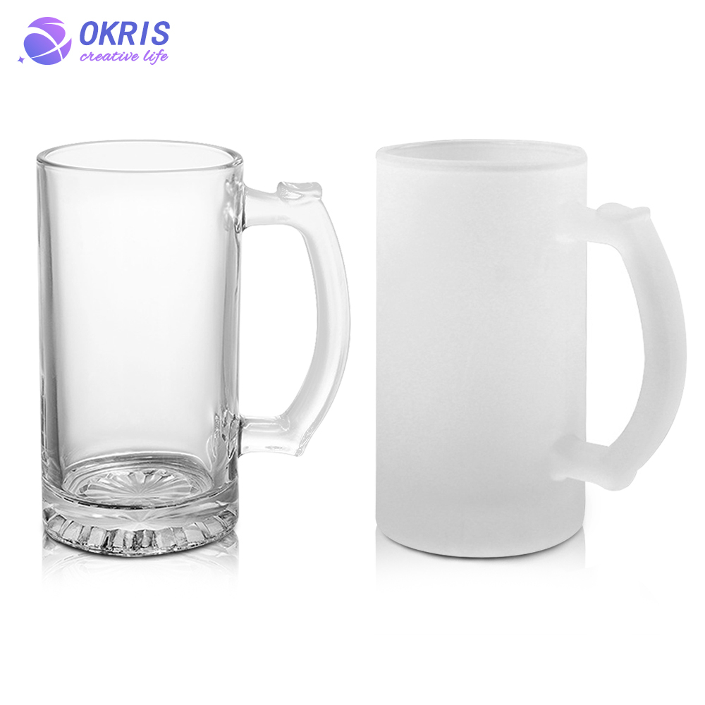 Personality Design Sublimation Blank 16oz Beer Frosted Clear Glass Beer Mug