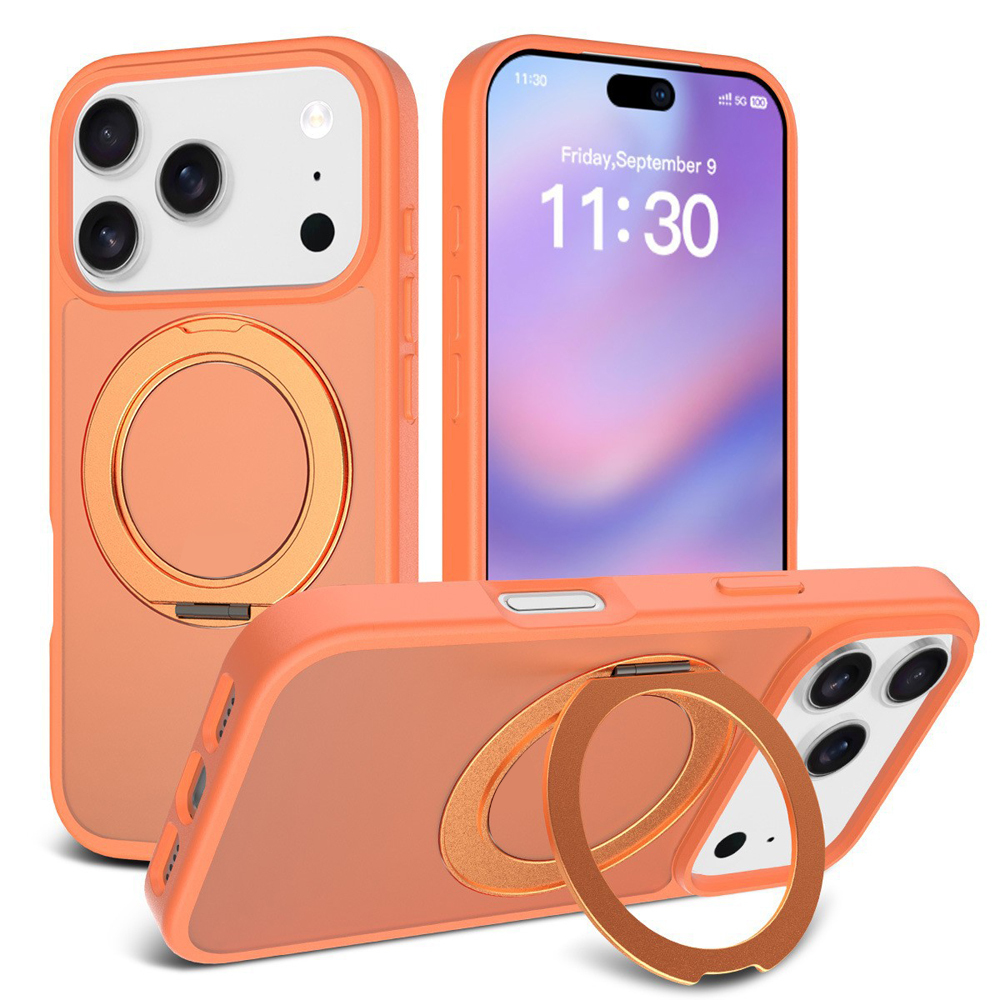 For iPhone 17 Pro Max Full Protection Case with 360 Rotating Stand Magnetic Phone Cover 8 Colors Durable Metal Frame Protective Case