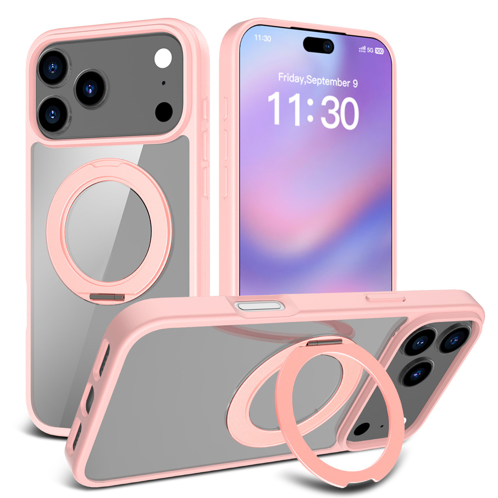 For iPhone 17 Pro Max Full Protection Case with 360 Rotating Stand Magnetic Phone Cover 8 Colors Durable Metal Frame Protective Case