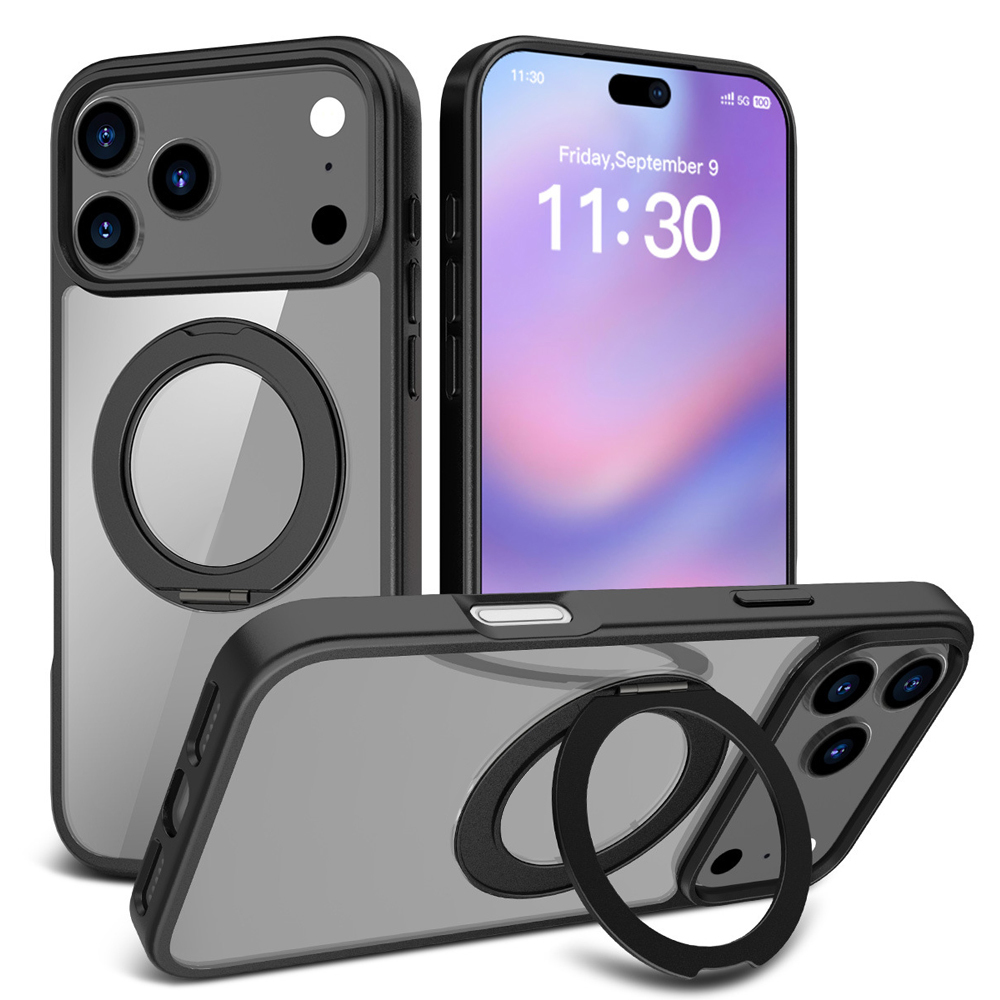 For iPhone 17 Pro Max Full Protection Case with 360 Rotating Stand Magnetic Phone Cover 8 Colors Durable Metal Frame Protective Case