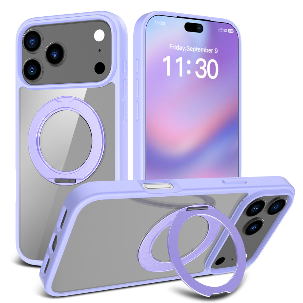 For iPhone 17 Pro Max Full Protection Case with 360 Rotating Stand Magnetic Phone Cover 8 Colors Durable Metal Frame Protective Case