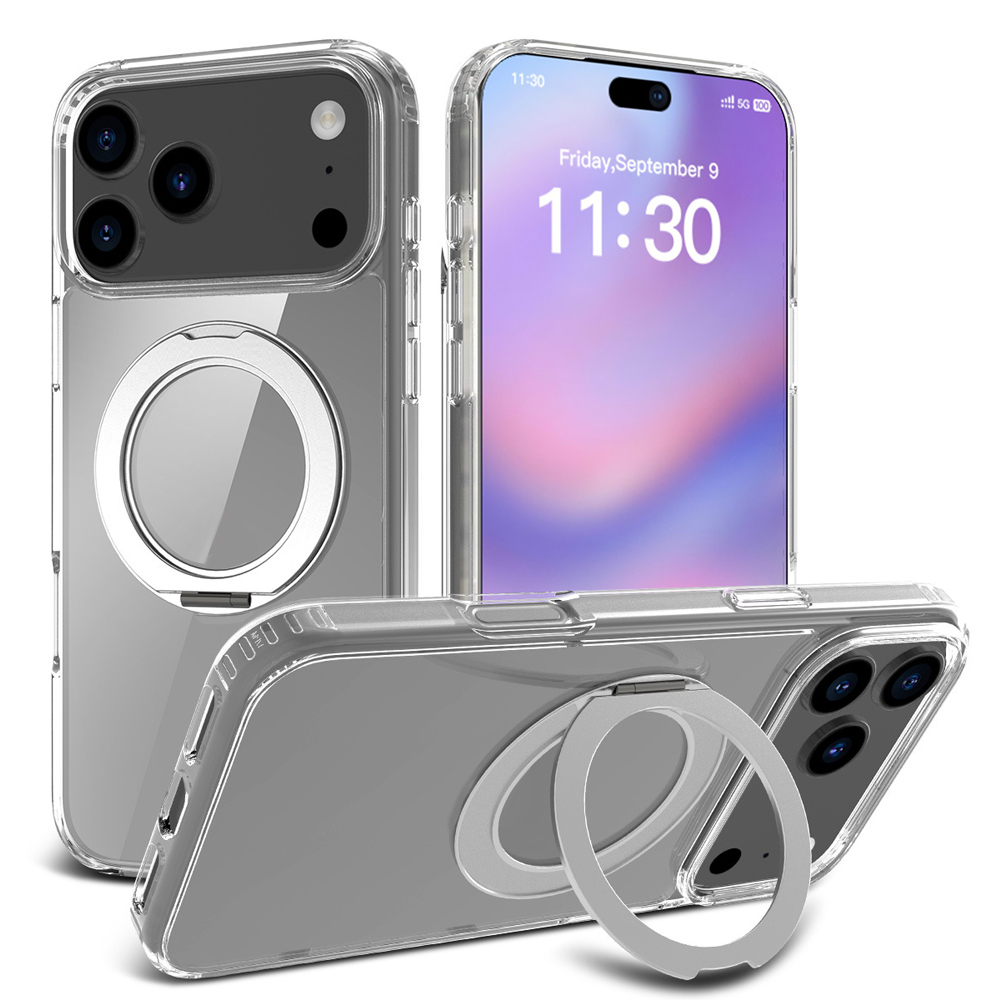 For iPhone 17 Pro Max Full Protection Case with 360 Rotating Stand Magnetic Phone Cover 8 Colors Durable Metal Frame Protective Case