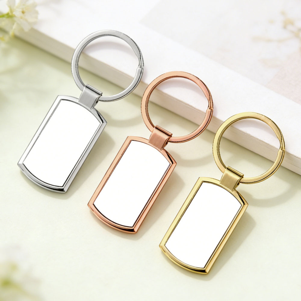 Sublimation Blanks Rectangle Keychain - DIY Custom Keyring with 3 Color Options (Silver/Gold/Rose Gold)