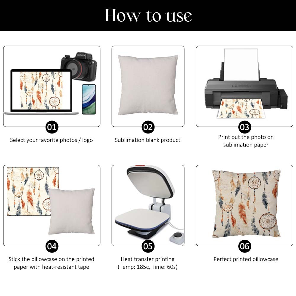 Custom Sublimation Pillow Case Blanks DIY Durable & Washable Cotton Linen Cushion Case for Home Supplies/Sofa Decor
