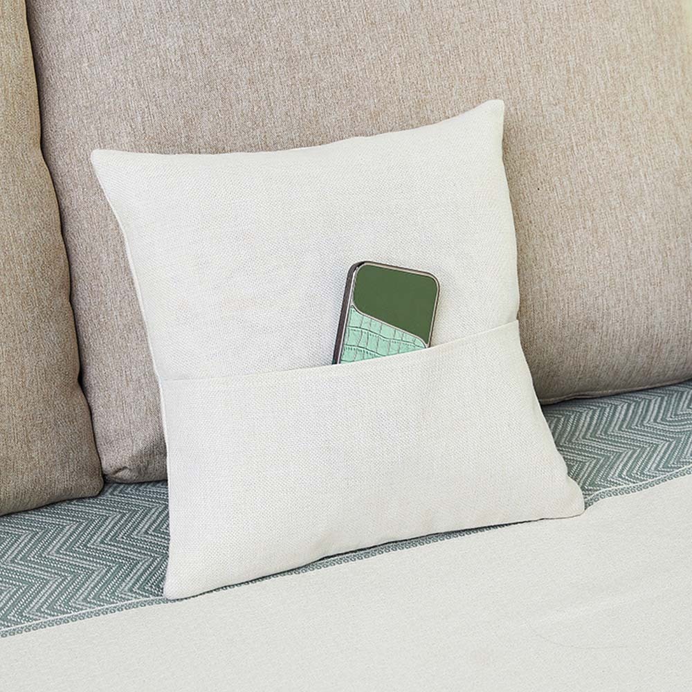 Custom Sublimation Pocket Cotton Linen Pillow Case Blanks - DIY Natural Fiber Cushion Cover for Home Decor