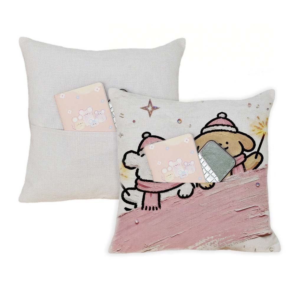 Custom Sublimation Pocket Cotton Linen Pillow Case Blanks - DIY Natural Fiber Cushion Cover for Home Decor