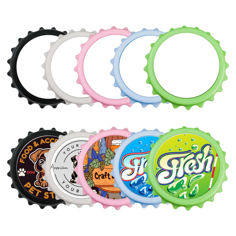 Sublimation Blanks Bottle Opener - Magnetic Plastic Bottle Cap Shape with 5 Color Options for Home Supplies & DIY Gift