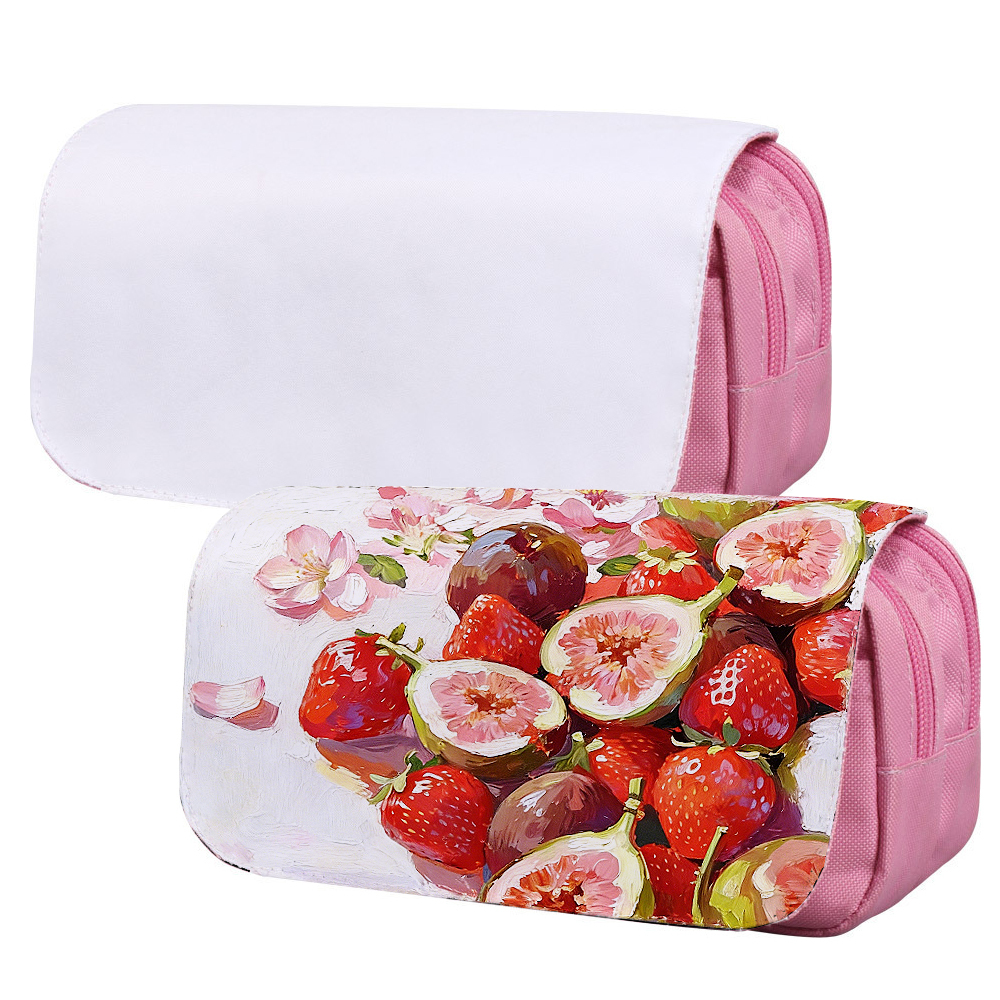 Sublimation Pencil Case Blank - Premium 600D Polyester Double-Layer Cosmetic Bag with 4 Color Options