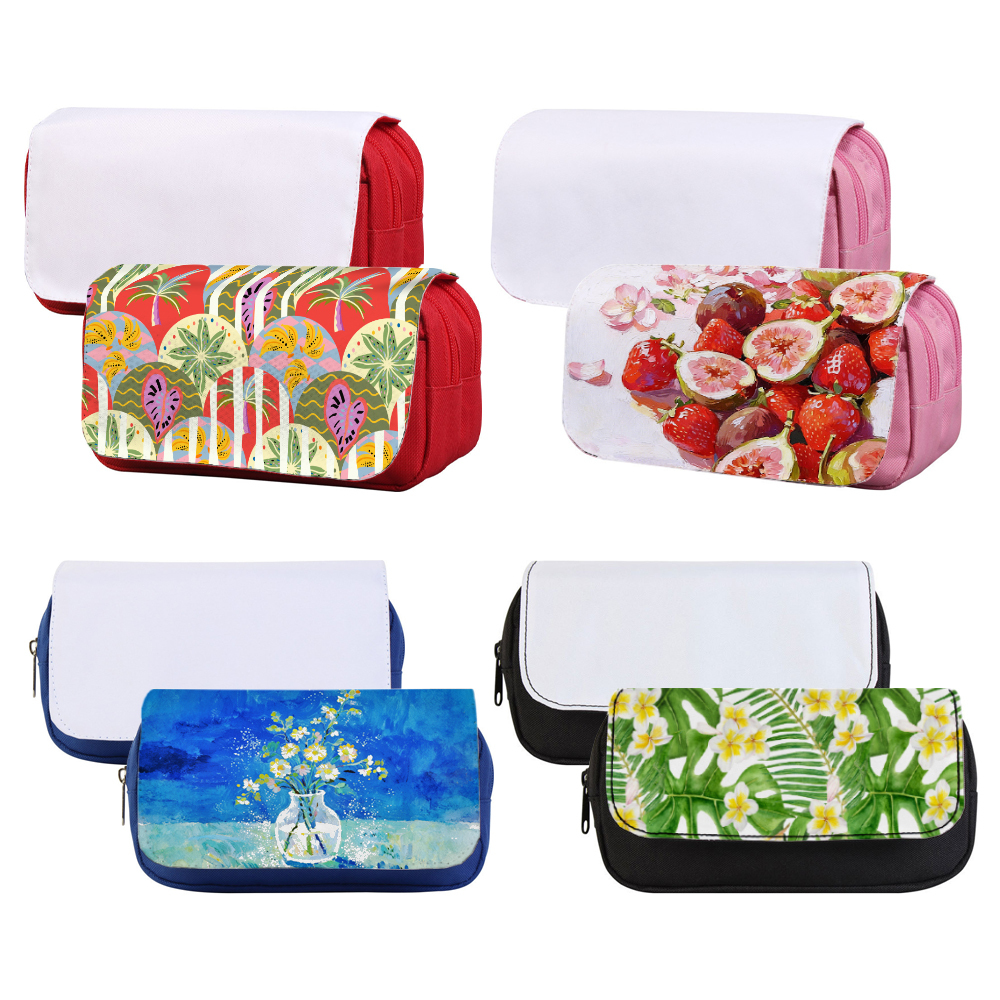 Sublimation Pencil Case Blank - Premium 600D Polyester Double-Layer Cosmetic Bag with 4 Color Options
