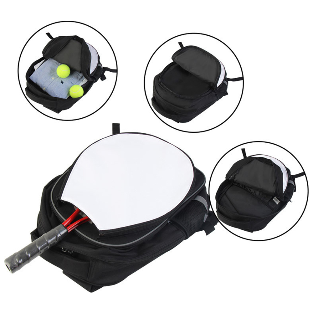 Sublimation Tennis Backpack Blank - Polyester Durable 3-Layer Sport Bag with Detachable Surface Design & 3 Color Options