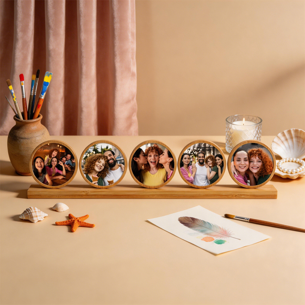 Sublimation Blank Magnetic Bamboo Desktop Photo Panel - DIY Custom Display Frame for Home Decor & Memorial Gift