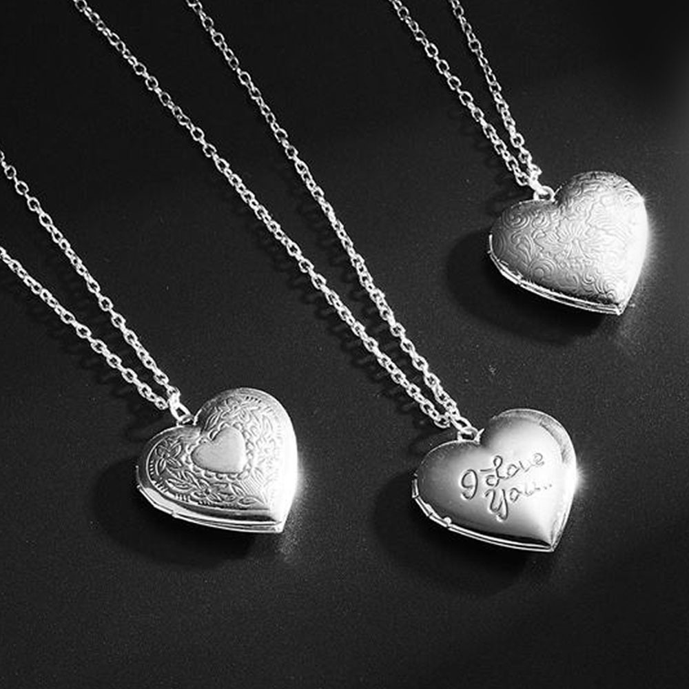3 Styles Sublimation Heart Shape Necklace Blank - Silver Color Zinc Alloy DIY Custom Love Jewelry