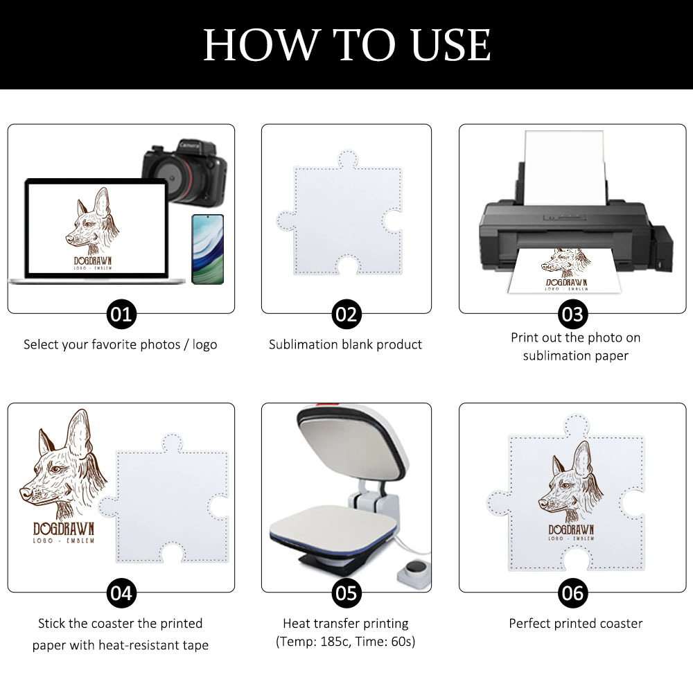 Custom Sublimation Puzzle Coaster Blanks - DIY Personalized PU Leather Drinking Pads