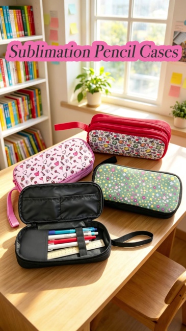 Sublimation Pencil Case Blank - Premium 600D Polyester Double-Layer Cosmetic Bag with 4 Color Options