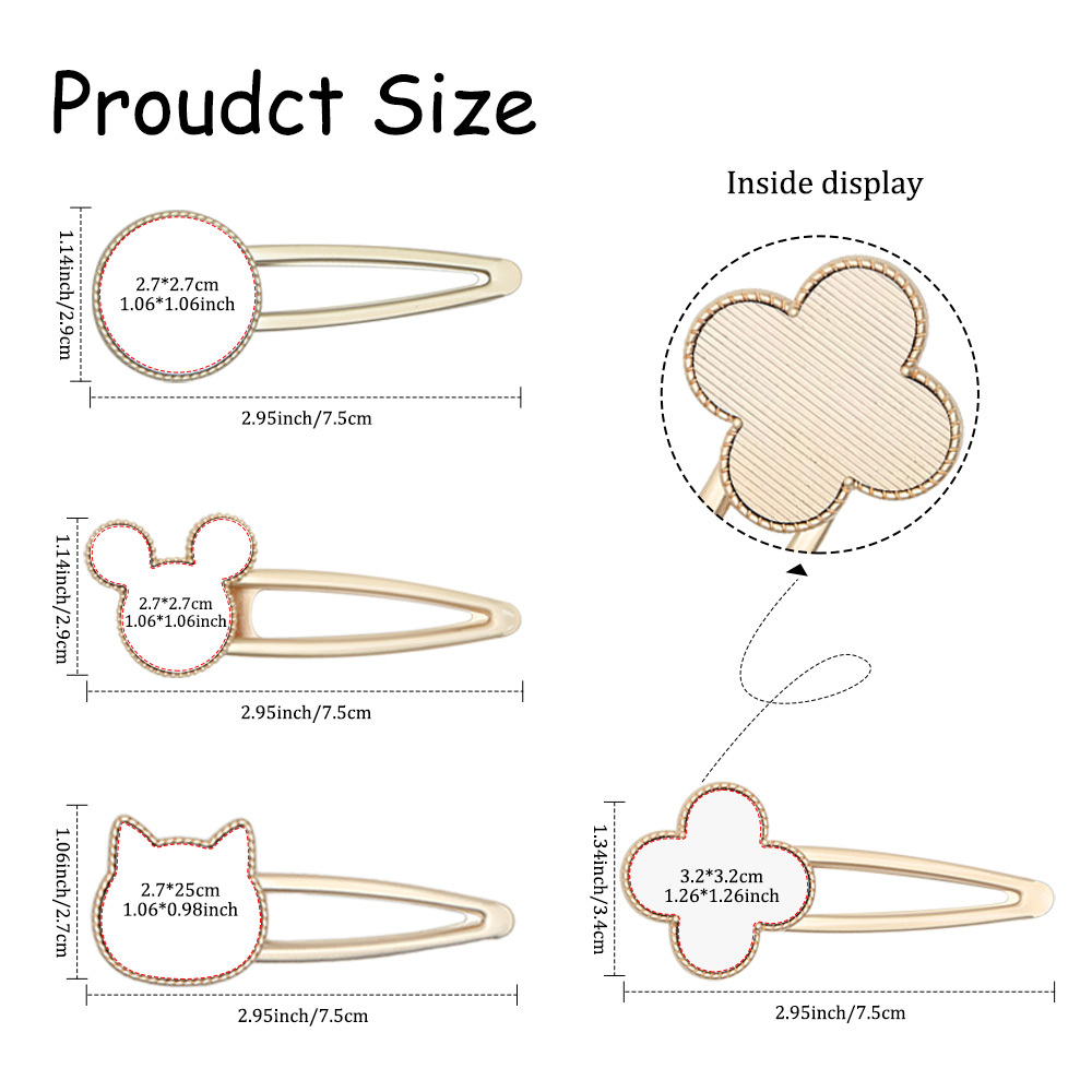Sublimation Zinc Alloy Hair Clip Blanks - 11 Styles DIY Heat Transfer Hairpin Personalized Gift for Girls & Women