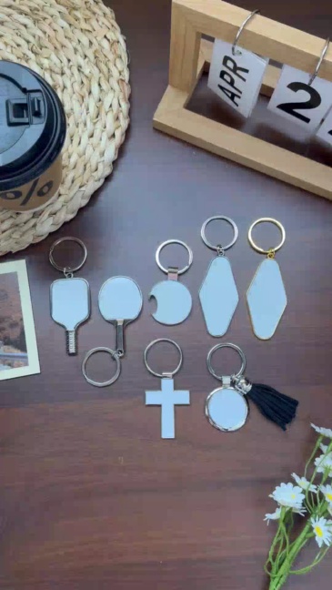 Sublimation Blank Keychain - 7 Styles Zinc Alloy Hanging Ornament for Backpack DIY Custom Heat Transfer Accessory