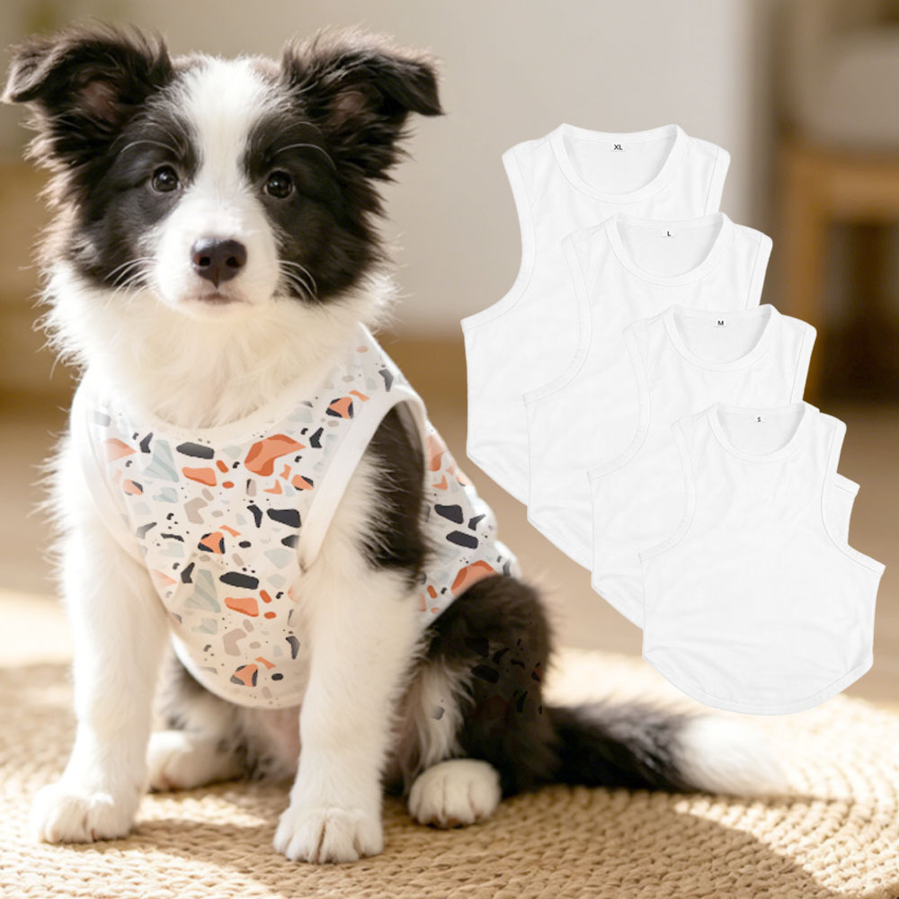 Sublimation Dog Harness Tank Top Blanks - Premium Polyester Pet Clothes with 4 Sizes for DIY Custom Heat Transfer Printing