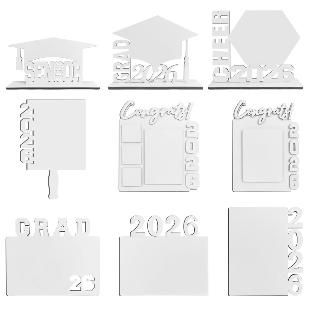 Sublimation Photo Frame Blanks - 9 Styles MDF Personalized Photo Panel Memorial Gift for Wedding & Graduation Souvenir Display