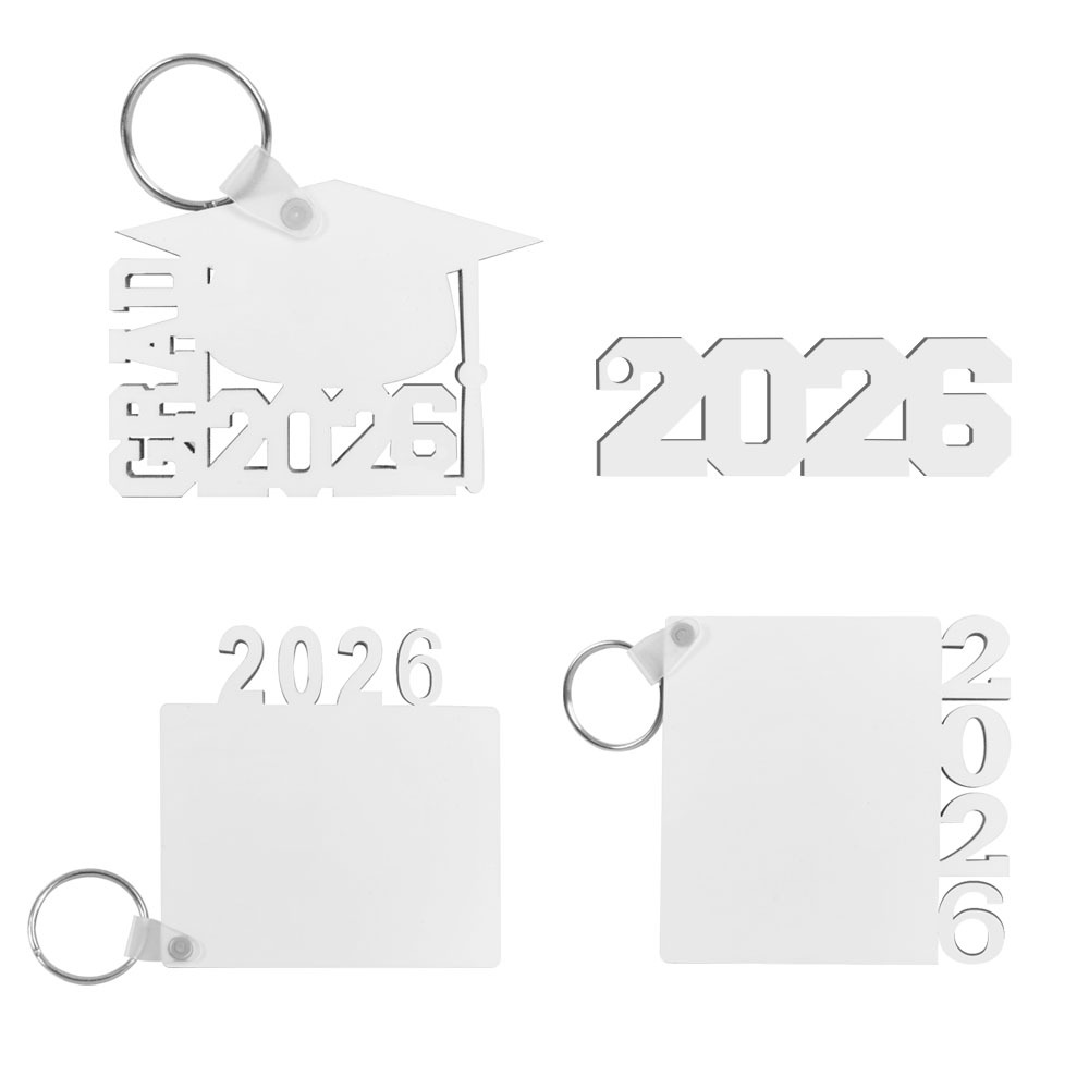 Sublimation MDF Keychain Blanks - Bulk Heat Transfer 4 Styles Keychain Memorial Gift for Graduation & Celebration Souvenir