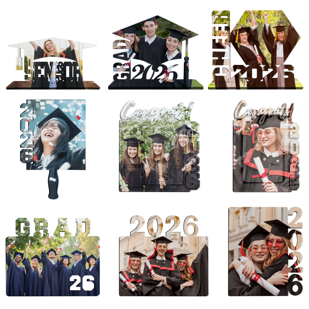 Sublimation Photo Frame Blanks - 9 Styles MDF Personalized Photo Panel Memorial Gift for Wedding & Graduation Souvenir Display