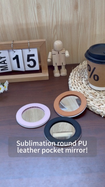 Sublimation Mirror Blanks - PU Leather Portable Makeup Mirror for DIY Custom Heat Transfer Printing Personalized Gift