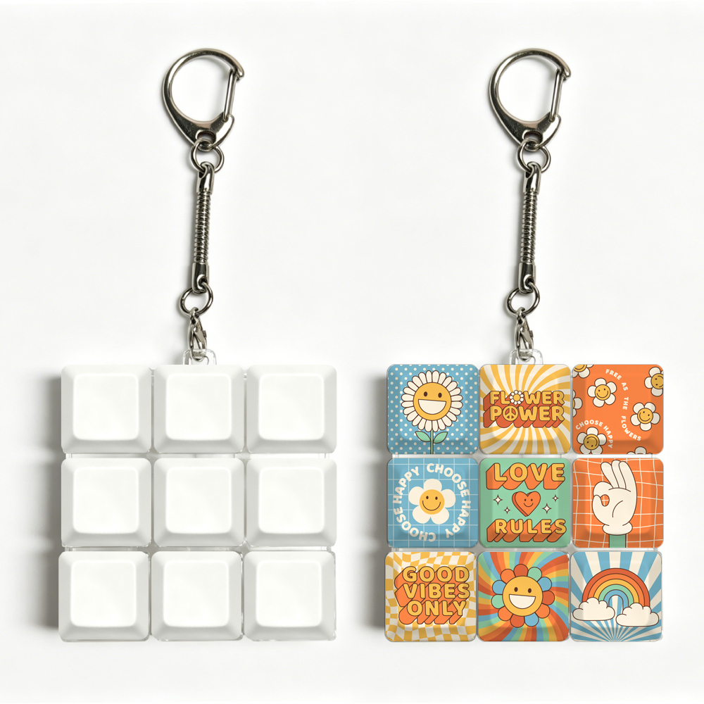 Sublimation Blank Stress Relief Toy - DIY Keyboard Fidget Keycaps Keychain Decor for Office Gifts & Desk Accessories