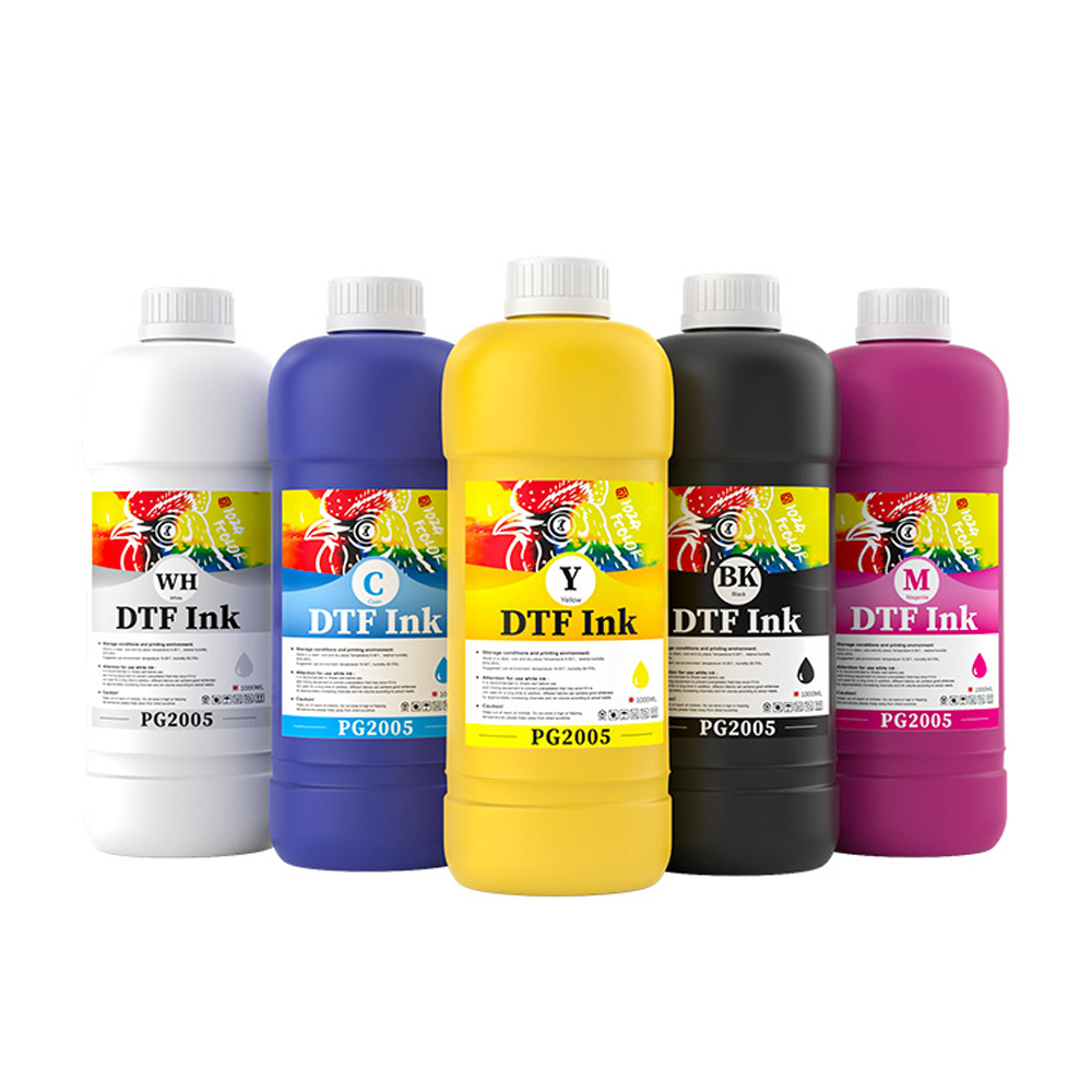 DTF Heat Transfer Ink Set - 6 Different Colors 1 Liter Bottle for DTF Printing on Caps, T-shirts & Garment Heat Transfer