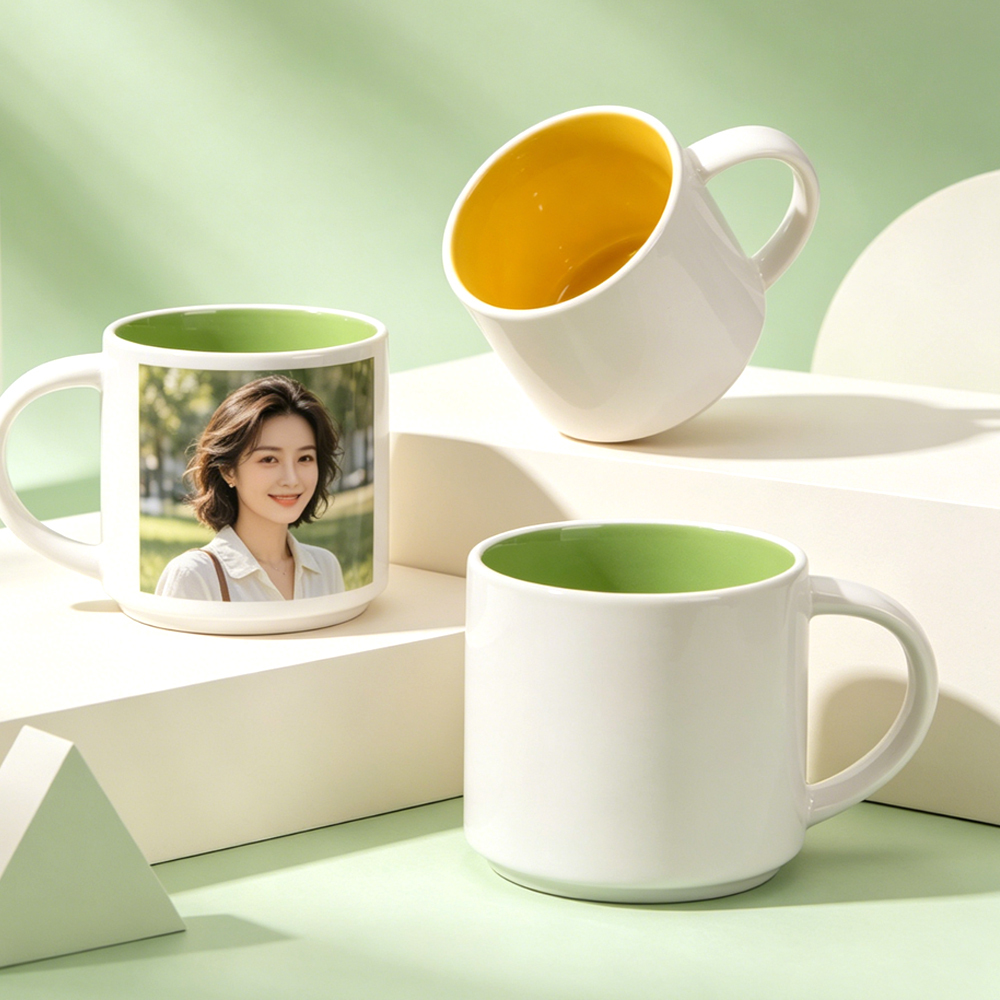 9x9.7cm Sublimation Ceramic Mugs - DIY Custom 8 Inner Color Options Coffee Cups for Home & Promotional Gifts