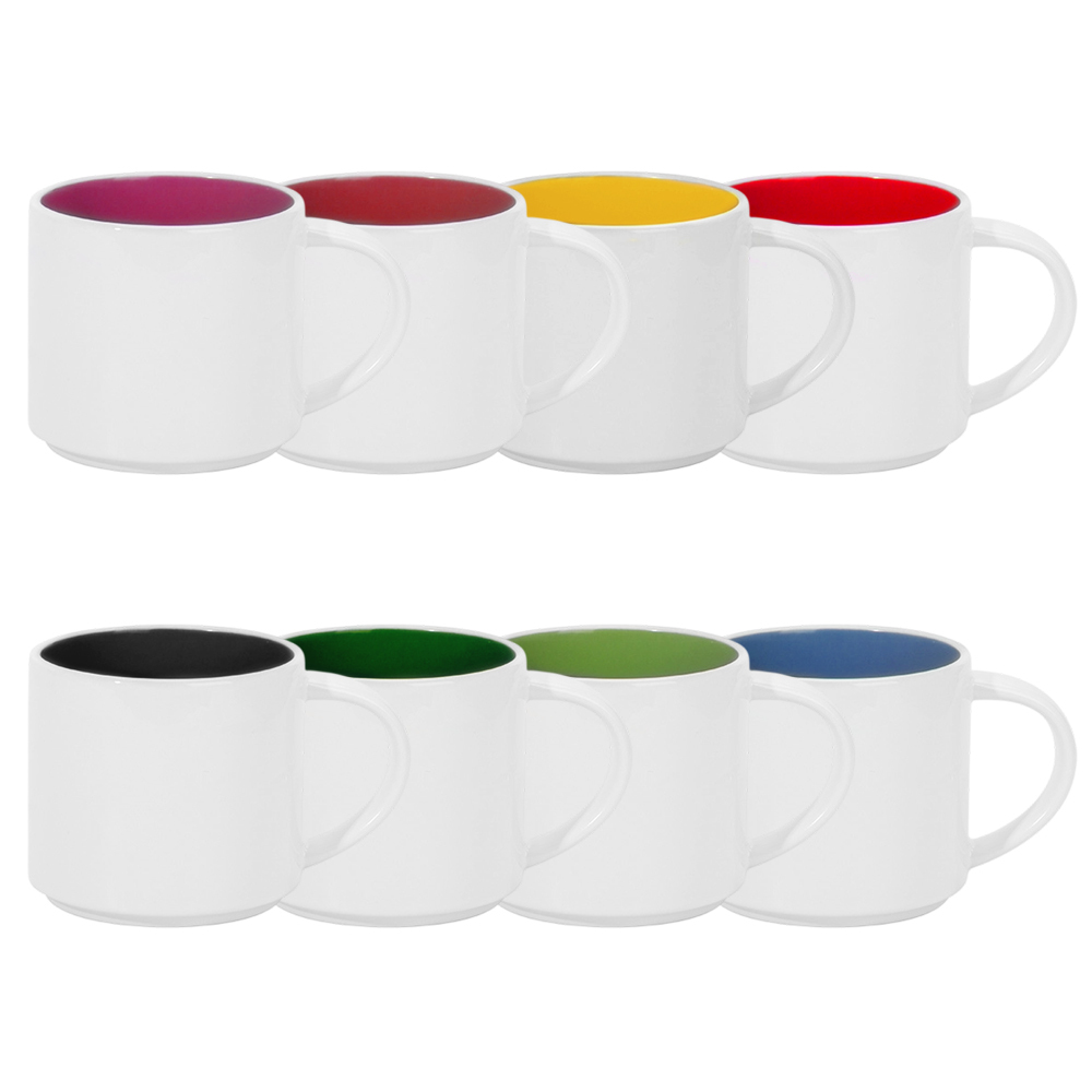 9x9.7cm Sublimation Ceramic Mugs - DIY Custom 8 Inner Color Options Coffee Cups for Home & Promotional Gifts