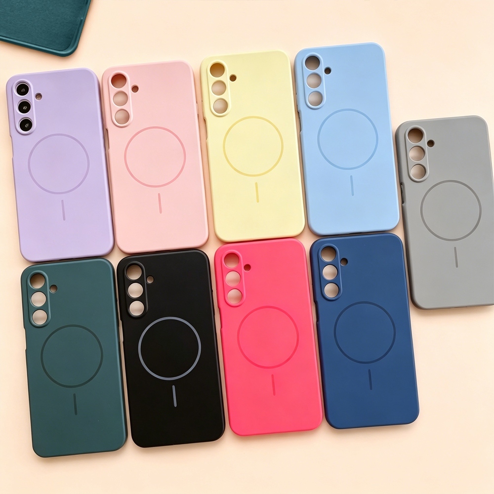 Hot Selling Trendy Solid Color Imitation Magnetic Phone Case - Shockproof Magnetic Cover with Built-In Magnet for Wireless Charging