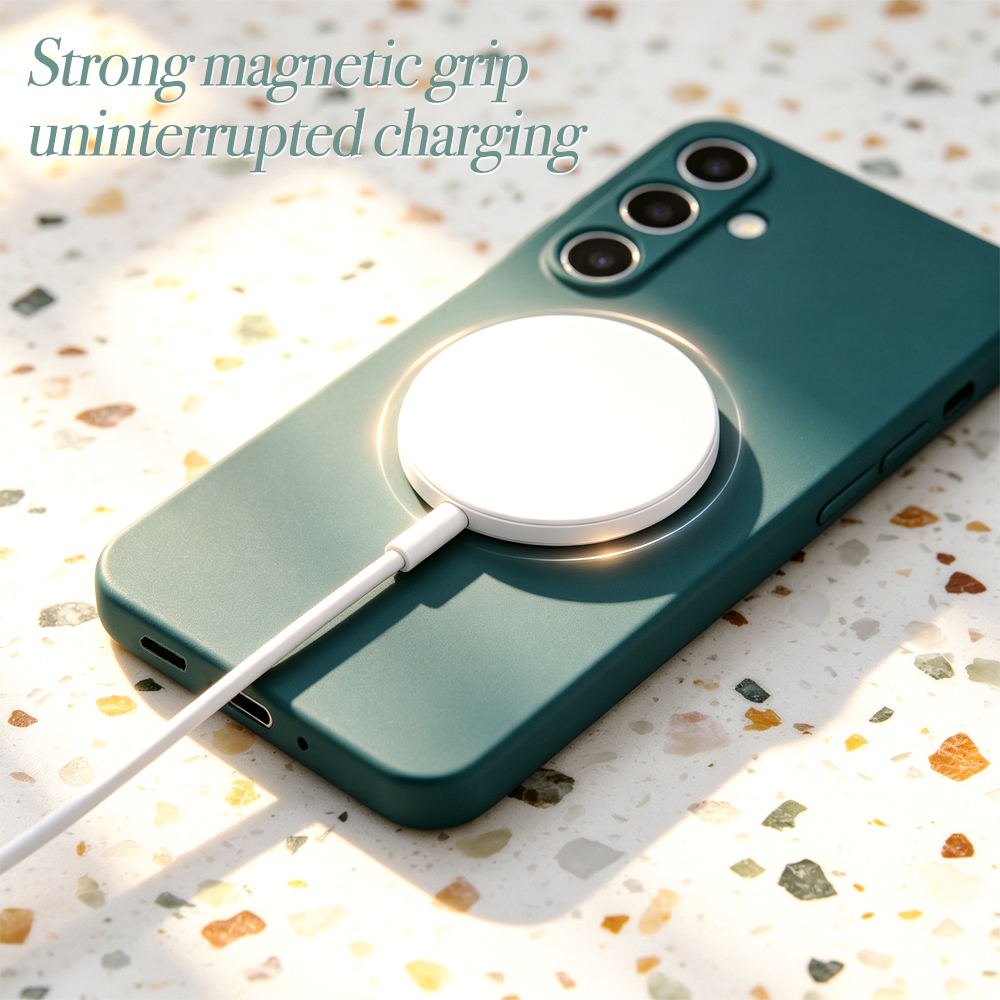 Hot Selling Trendy Solid Color Imitation Magnetic Phone Case - Shockproof Magnetic Cover with Built-In Magnet for Wireless Charging