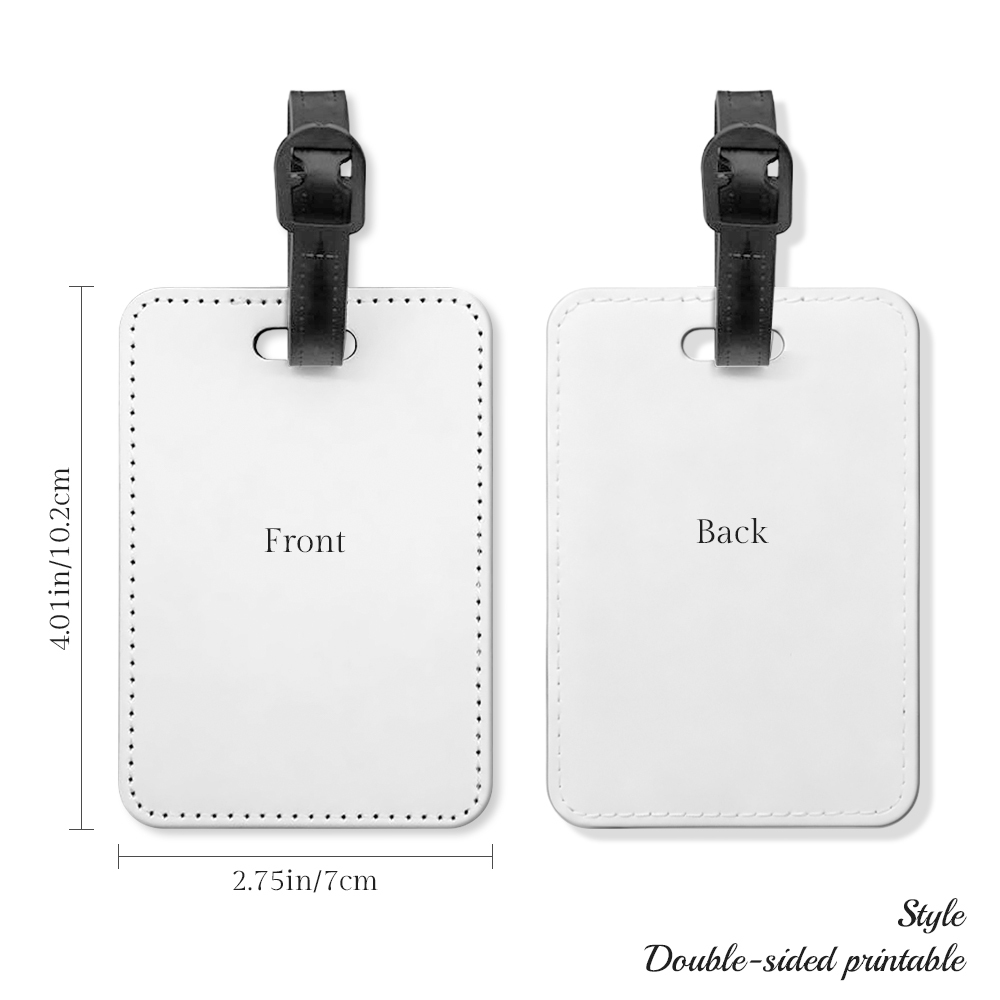DIY Personalized Sublimation Luggage Tag Blanks - Custom Heat Transfer PU Leather Suitcase Label for Travel Accessories & Promotional Gifts