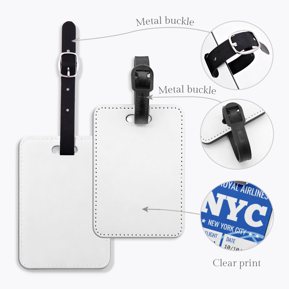 DIY Personalized Sublimation Luggage Tag Blanks - Custom Heat Transfer PU Leather Suitcase Label for Travel Accessories & Promotional Gifts