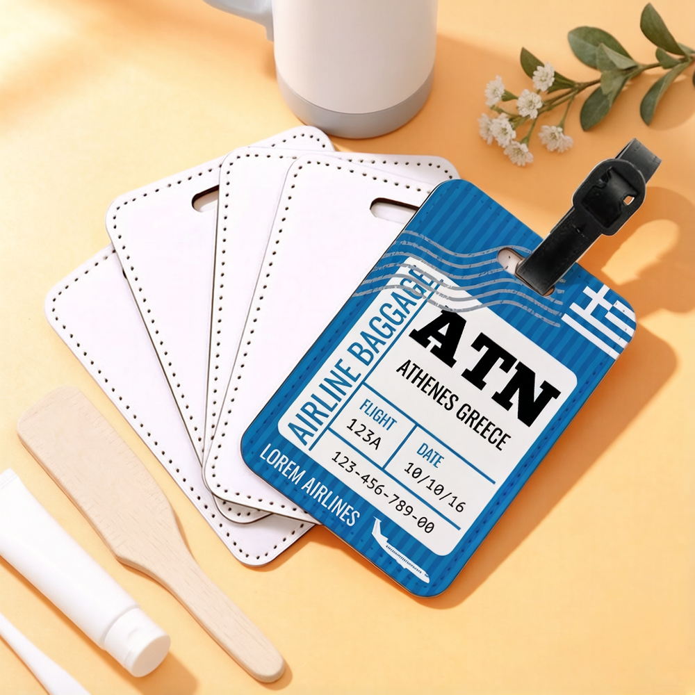 DIY Personalized Sublimation Luggage Tag Blanks - Custom Heat Transfer PU Leather Suitcase Label for Travel Accessories & Promotional Gifts