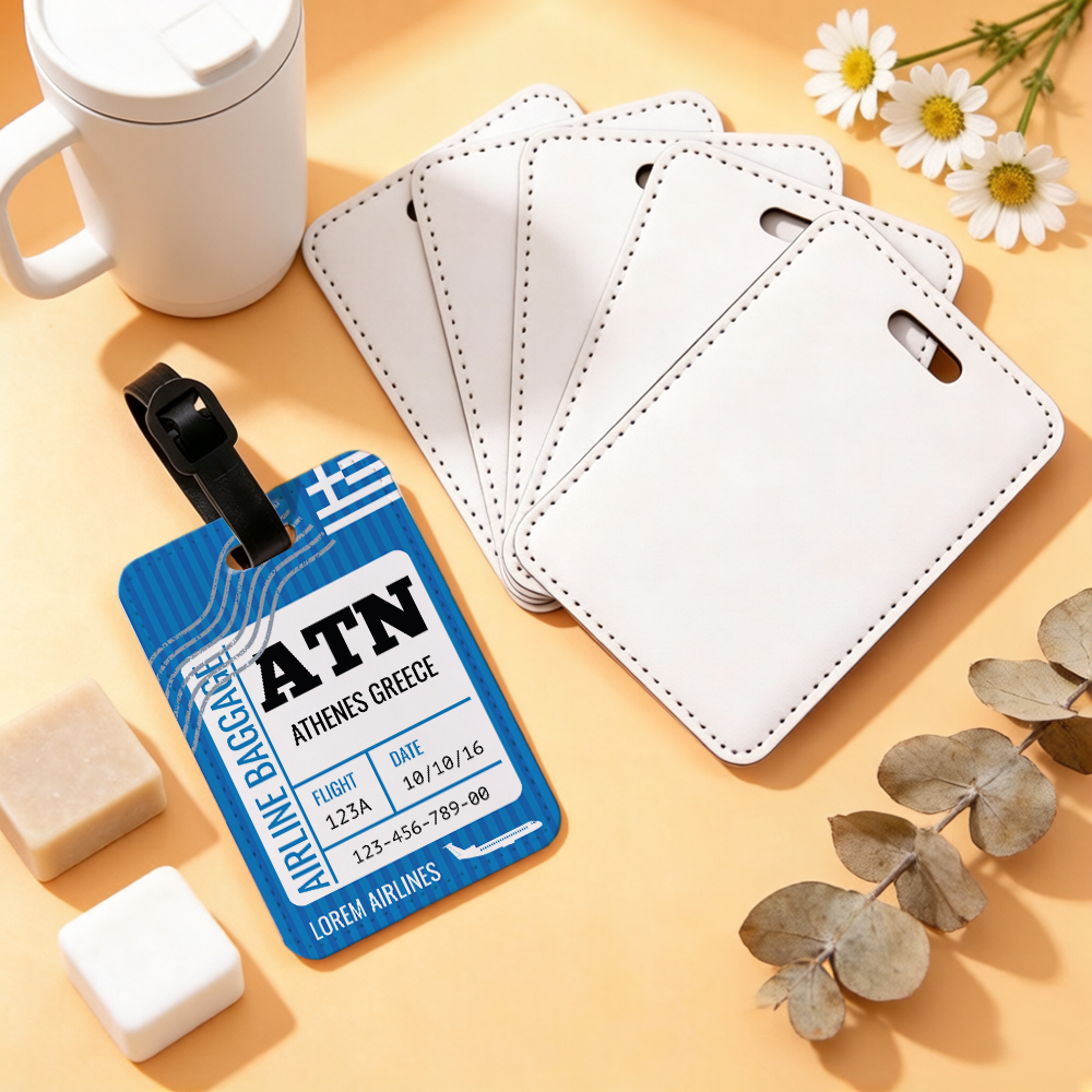 DIY Personalized Sublimation Luggage Tag Blanks - Custom Heat Transfer PU Leather Suitcase Label for Travel Accessories & Promotional Gifts